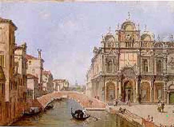 Canale Beside The Ospedale, Venice Oil Painting - Antonietta Brandeis