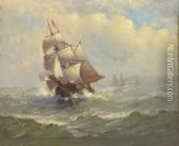 Fishing Boats Oil Painting - Marshall Johnson