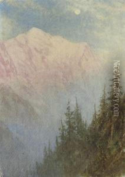 Mont Blanc; The Matterhorn Oil Painting - William Gersham Collingwood