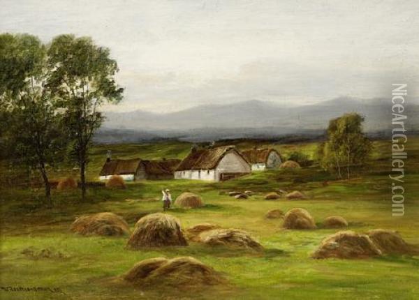 Making Haystacks Oil Painting - William Beattie Brown