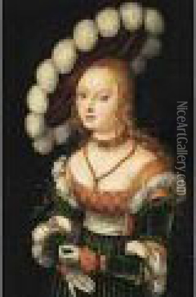 Dreiviertelbildnis Einer Jungen Frau Oil Painting - Lucas The Elder Cranach