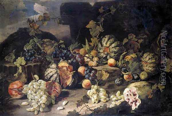 Still-Life of Fruit 1685 Oil Painting - Franz Werner von Tamm