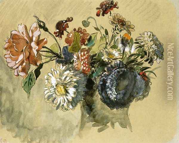 Bouquet of Flowers Oil Painting - Eugene Delacroix