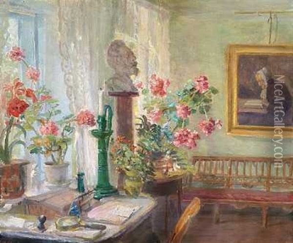 Hjornet Af Dagligstuen. Interior Oil Painting - Anna Kirstine Ancher