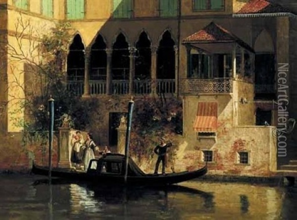 An Outing By Gondola Oil Painting - Antonietta Brandeis
