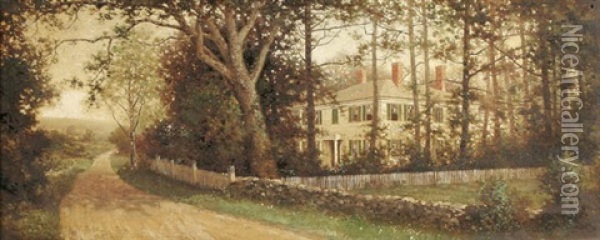Ralph Waldo Emerson's Home Oil Painting - Milton H. Lowell