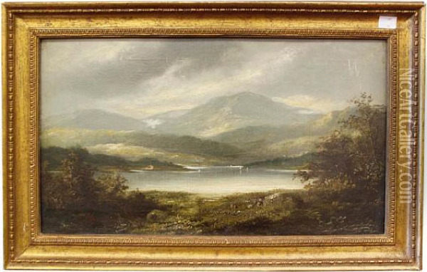 Loch Landscape Oil Painting - G. Leslie