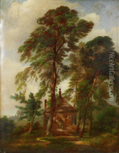 Skogsdunge Med Paviljong Oil Painting - Johann Theodor Goldstein
