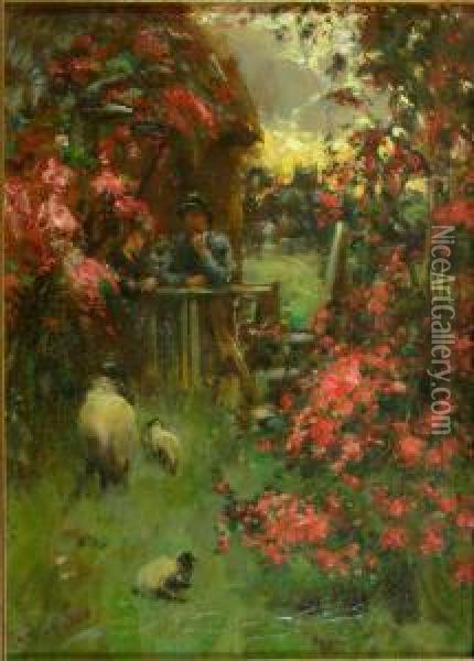 The New Lambs Oil Painting - Joseph Thorburn Ross