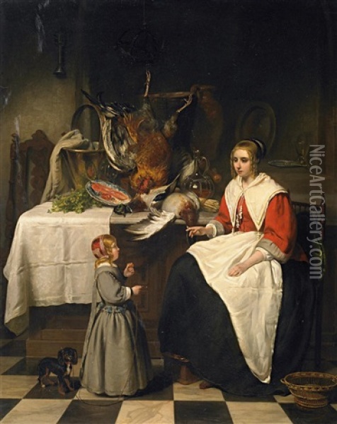 Kucheninterieur Oil Painting - Johannes Christoffel Vaarberg