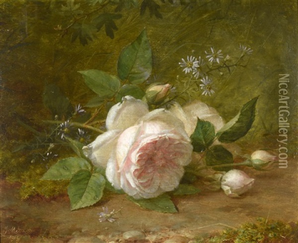 Jetee De Roses Oil Painting - Jules Ferdinand Medard