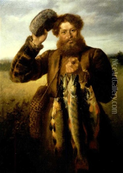 A Fisherman With His Catch Oil Painting - Konstantin Egorovich Makovsky