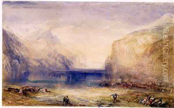 Fluelen Morning looking towards the lake 1845 Oil Painting - Joseph Mallord William Turner