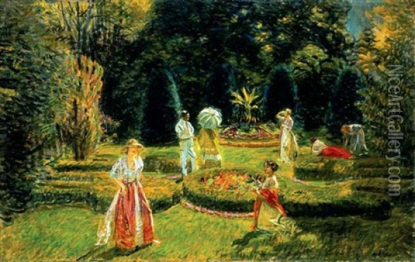 Parkban (in The Park) Oil Painting - Lajos Mark