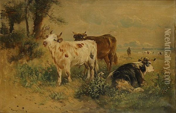Vee In Een Glooiend Landschap Oil Painting - Henry Schouten
