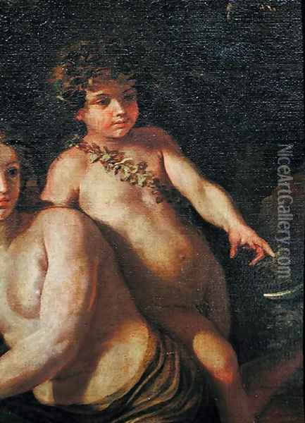 The Childhood of Bacchus detail of Bacchus as a young boy, c.1630 Oil Painting - Nicolas Poussin