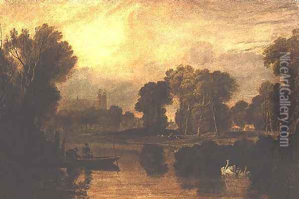 Eton College from the River, or The Thames at Eton, c.1808 Oil Painting - Joseph Mallord William Turner