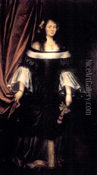 Portrait De Jeune Femme En Pied Vetue D'une Robe Noire Oil Painting - Juan Bautista Martinez del Mazo