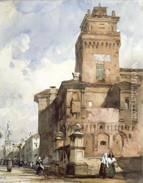 The Castello, Ferrara Oil Painting - Richard Parkes Bonington