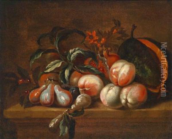 Fruchtestillleben Oil Painting - Giovanni Battista Ruoppolo