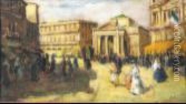Piazza Della Borsa A Trieste Oil Painting - Richard Carniel