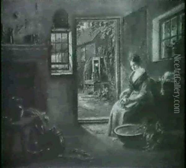 Interior Of An English Cottage Oil Painting - Robert McInnes