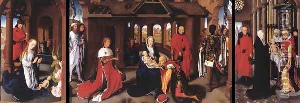 Triptych c. 1470 Oil Painting - Hans Memling