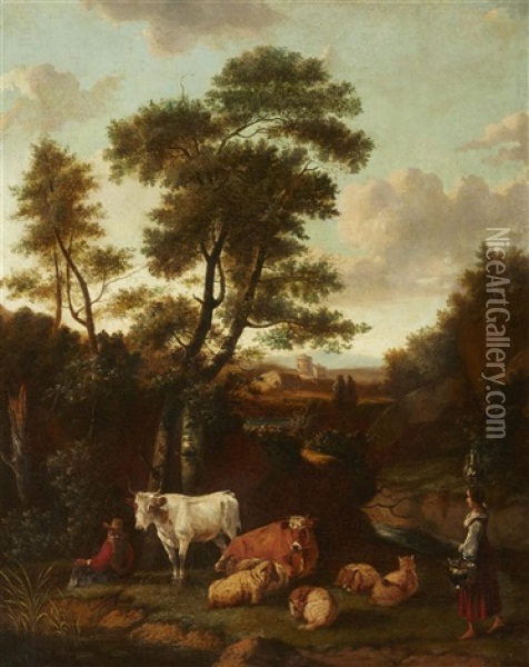 Landscape With Shepherds Oil Painting - Jan Siberechts