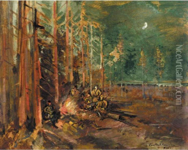 Bivouac On The Forest Edge Oil Painting - Konstantin Alexeievitch Korovin