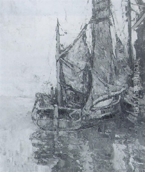 Barques A Zeebruges Oil Painting - Paul Leduc