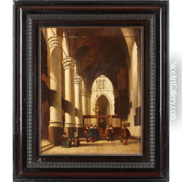 Church Interior Oil Painting - Jan Baptiste Tetar van Elven