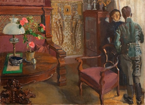 W Polskim Salonie Oil Painting - Josef Mehoffer