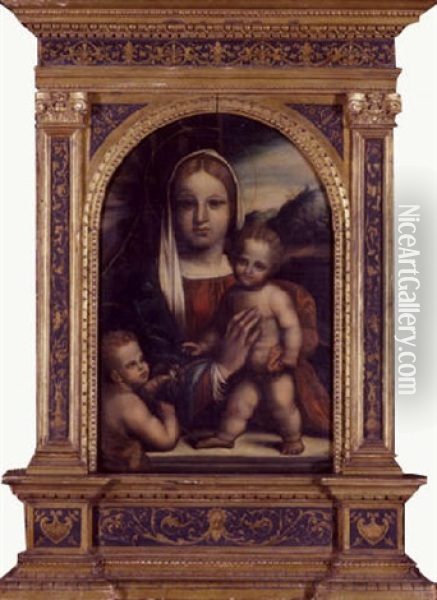 Madonna And Child With The Infant Saint John The Baptist Oil Painting - Benvenuto Tisi da Garofalo