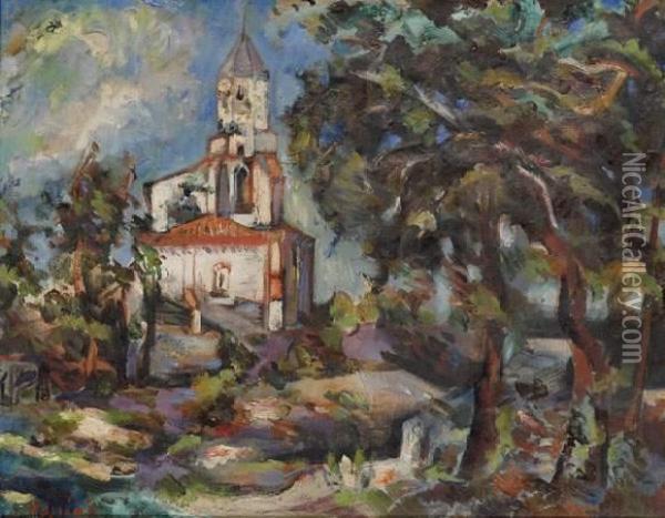 Eglise, Circa 1914 Oil Painting - Vladimir Baranoff-Rossine
