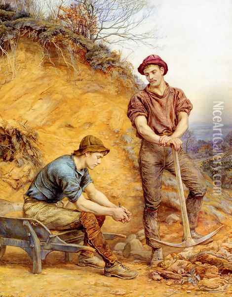 The Quarry Workers Oil Painting - George Faulkner Wetherbee