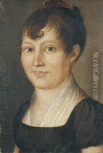 Bildnis Einer Frau Mit Goldenen Ohrringen Oil Painting - Johann Schlesinger