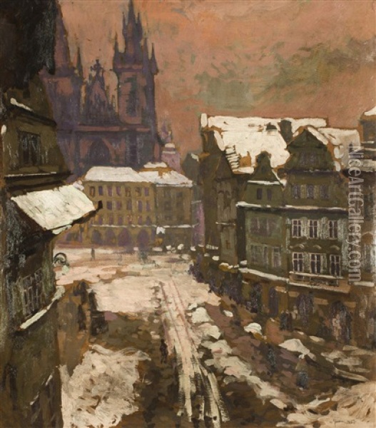 Blick Auf Den Altstadter Ring Oil Painting - Gustav Macoun