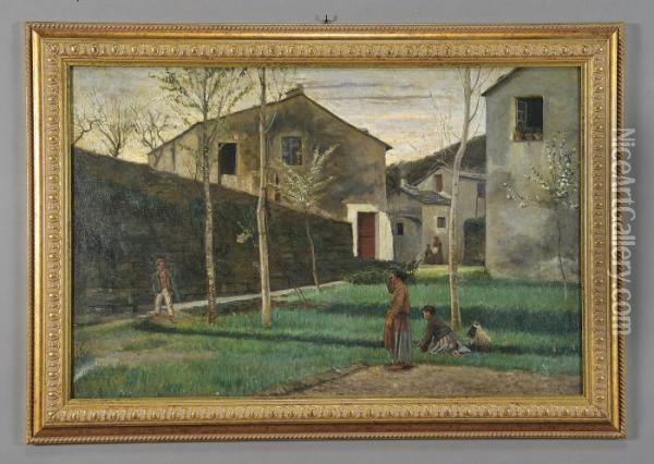Castel Del Poggio Presso Fiesole Oil Painting - Eugenio Cecconi