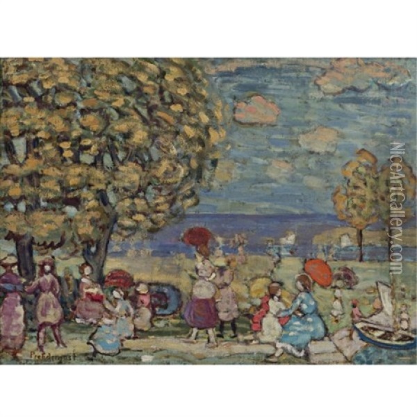 Peaches Point Oil Painting - Maurice Prendergast