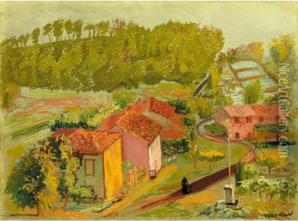 French Village Oil Painting - Boris Dimitrevich Grigoriev
