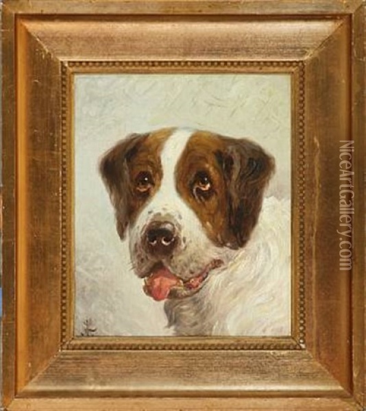 A Dog Oil Painting - N. A. Luetzen