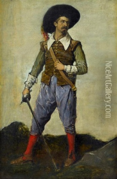 Musketeer Oil Painting - Rafeal Enriquez y Villanueva