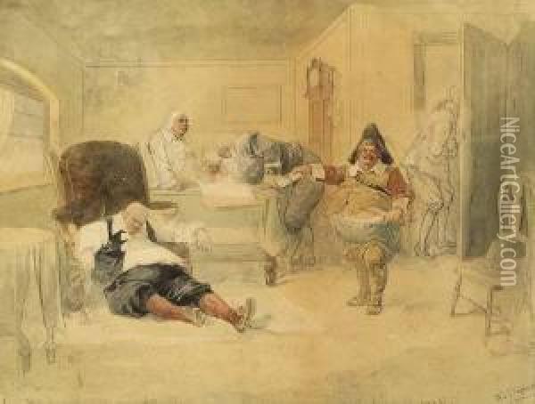 Knickerbockers' History Of New York-death Of Walter The Doubter Oil Painting - Henry Louis Stephens