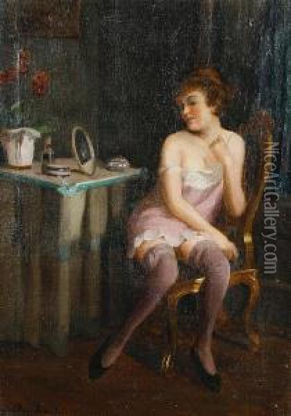 A Lady At Her Toilette Oil Painting - Emil Pap