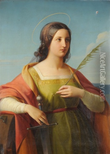 Heilige Katharina Von Alexandria Oil Painting - Christian Kohler