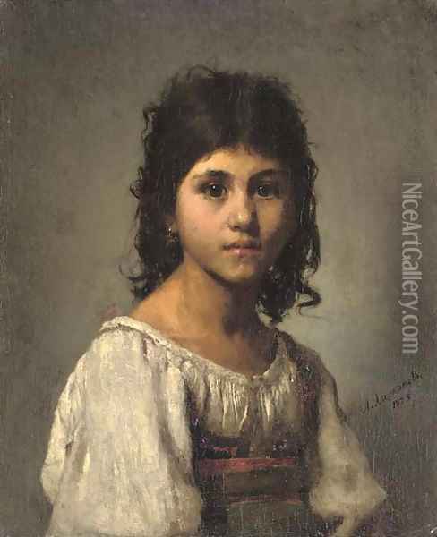 A young girl Oil Painting - Alexei Alexeivich Harlamoff
