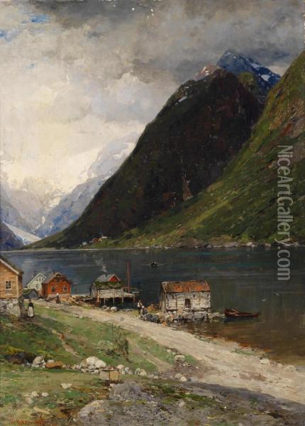 Fjord Landscape Oil Painting - Georg Anton Rasmussen