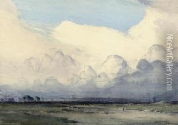 Clouds From The North, November Afternoon Oil Painting - David West