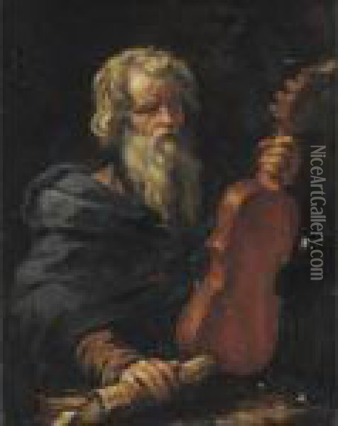 Homer With A Violin Oil Painting - Pier Francesco Mola