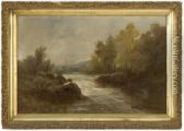 Riverscape Oil Painting - Arthur Vidal Diehl